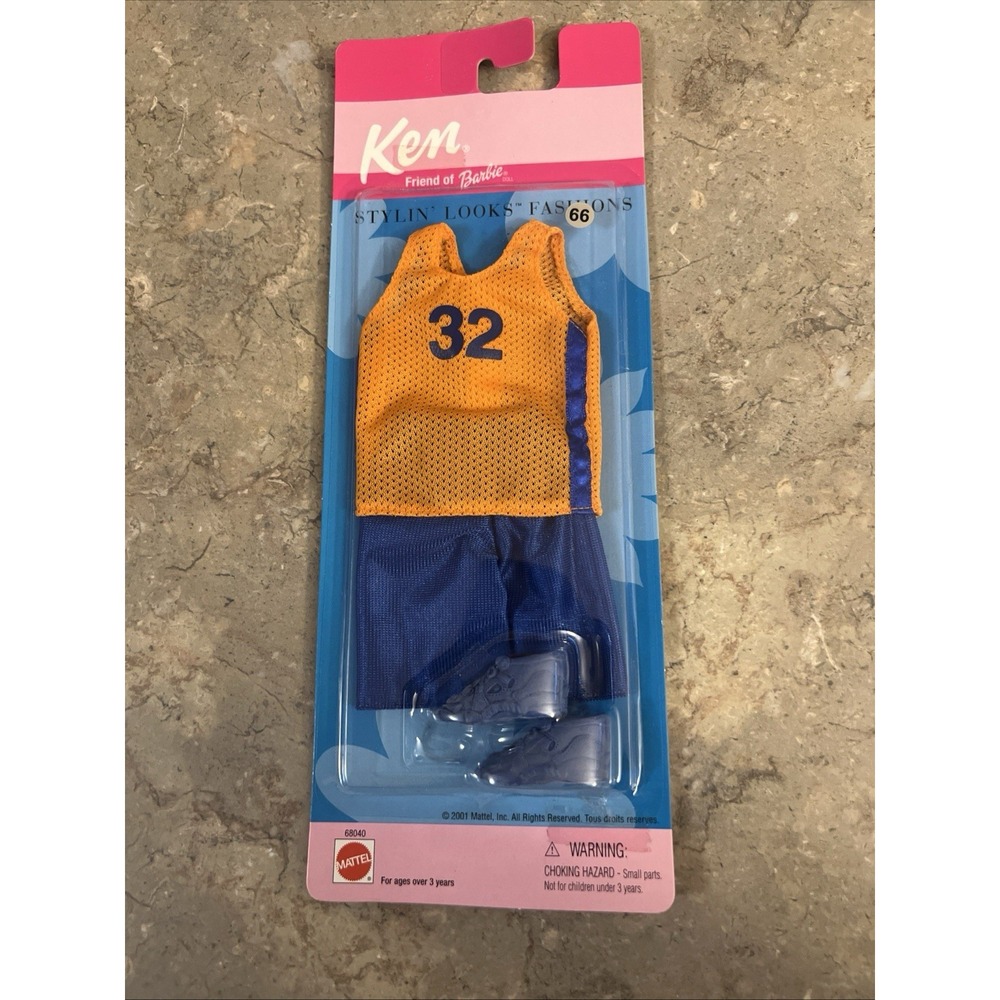 Vintage 2001 Ken Basketball Uniform Outfit Blue, Orange w/ Shoes